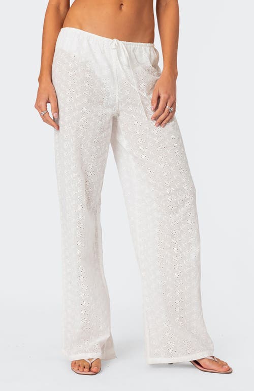 EDIKTED Miracle Eyelet Cover-Up Pants White at Nordstrom,