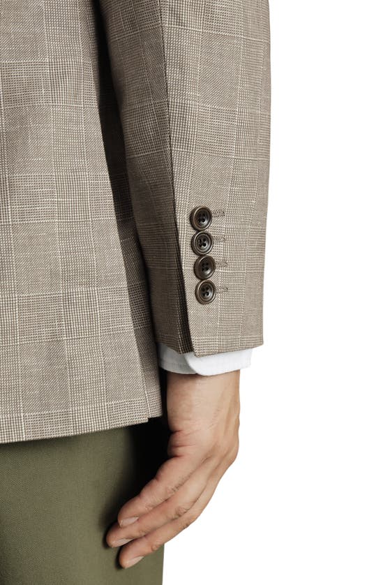 Charles Tyrwhitt Linen Cotton Slim Fit Jacket In Mocha