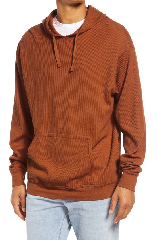 Bp. Cotton Blend Thermal Hoodie In Rust Pottery