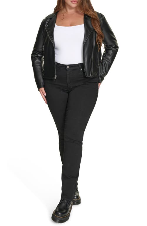 Levi's Plus Size Faux-leather Asymmetrical-zipper Moto Jacket In Black