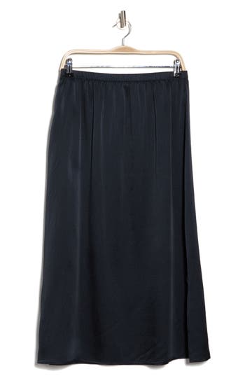 Shop Eileen Fisher Silk & Organic Cotton Skirt In Graphite