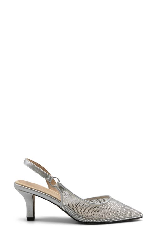 Adrienne Vittadini Piperrs Crystal Kitten Heel Slingback Pump In Silver Sparkle