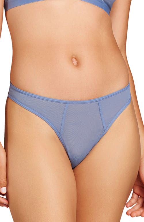 Shop Siella Power Mesh Thong In Blue Grey