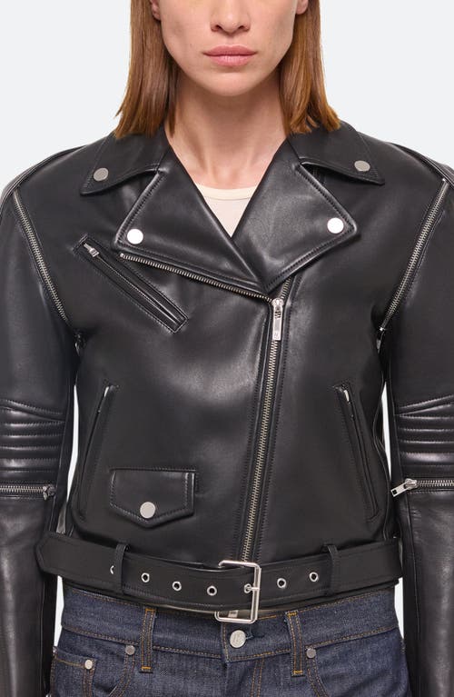 Shop Helmut Lang Astro Convertible Leather Moto Jacket In Black