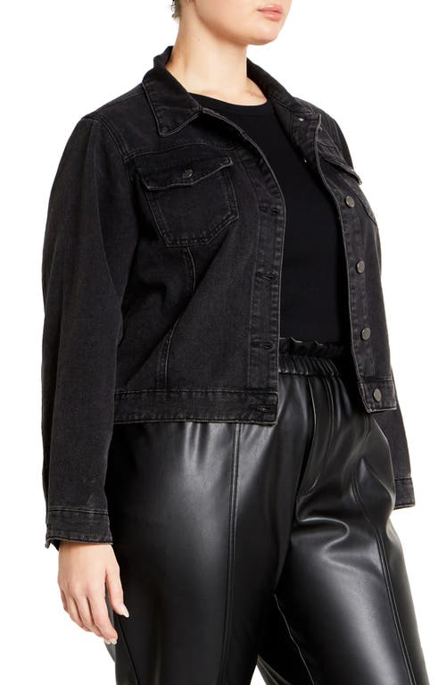 Shop City Chic Tia Denim Jacket In Black Wash