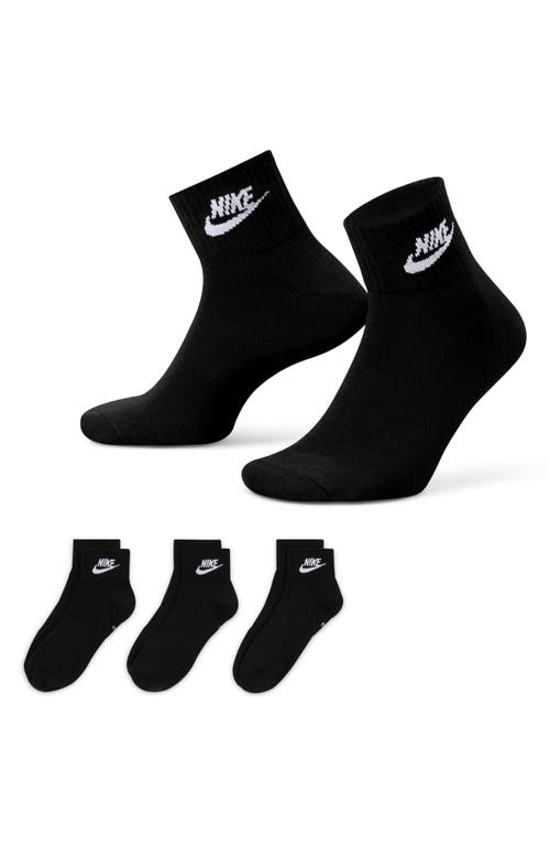 Nike Everyday Essential Ankle Sock 3 Pack In Black & White In Black/white