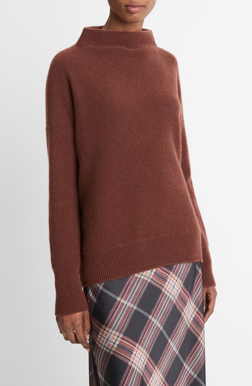 Shop Vince Boiled Cashmere Funnel Neck Pullover In Deep Rosewood