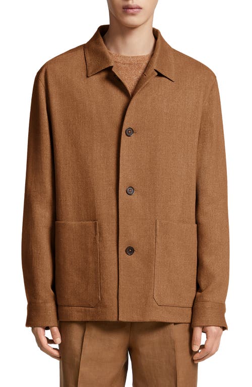 ZEGNA Silk & Linen Blend Chore Jacket Vicuna at Nordstrom, Us