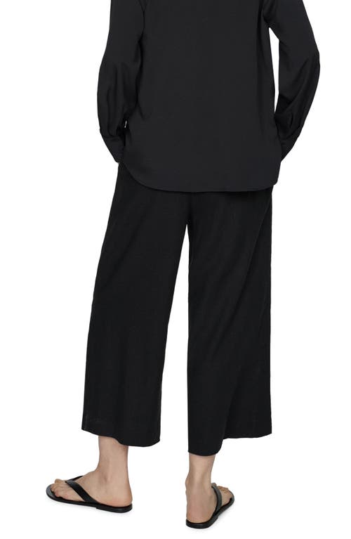 Shop Mango Linovis Linen Blend Wide Leg Pants In Black