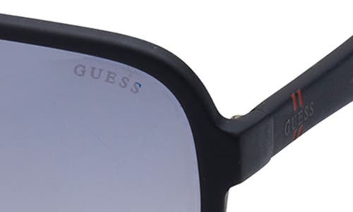 Shop Guess 61mm Pilot Sunglasses In Matte Black/smoke Mirror