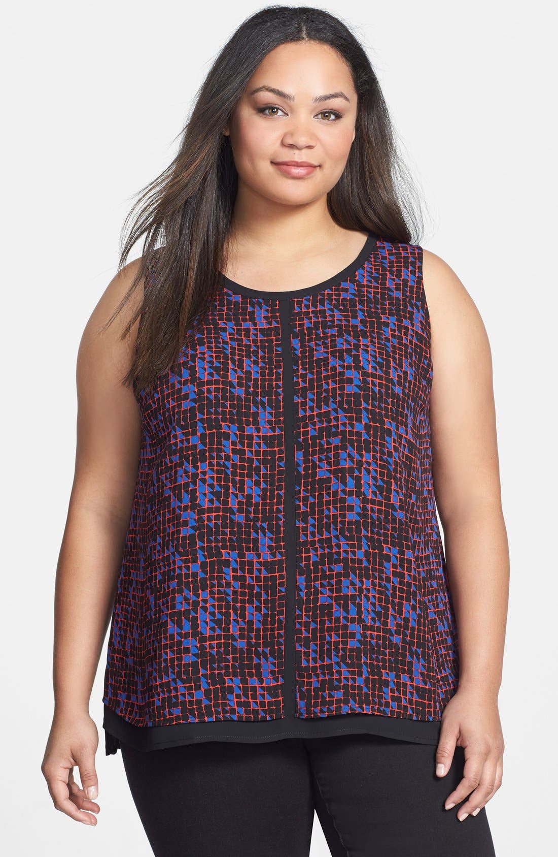 Sejour Double Layer Sleeveless Crepe Shell (Plus Size) Nordstrom
