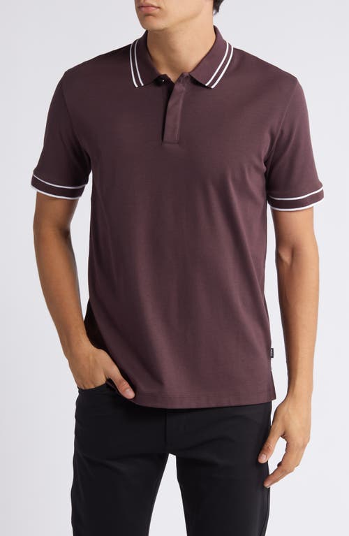 Shop Hugo Boss Boss Parlay Tipped Cotton Polo In Open Red