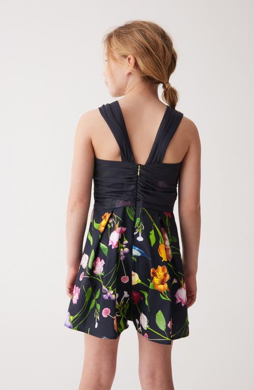Baker By Ted Baker Kids' Cross Back Romper In Black Floral