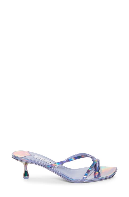 Shop Jimmy Choo Etana Iridescent Leather Sandal In Tanzanite