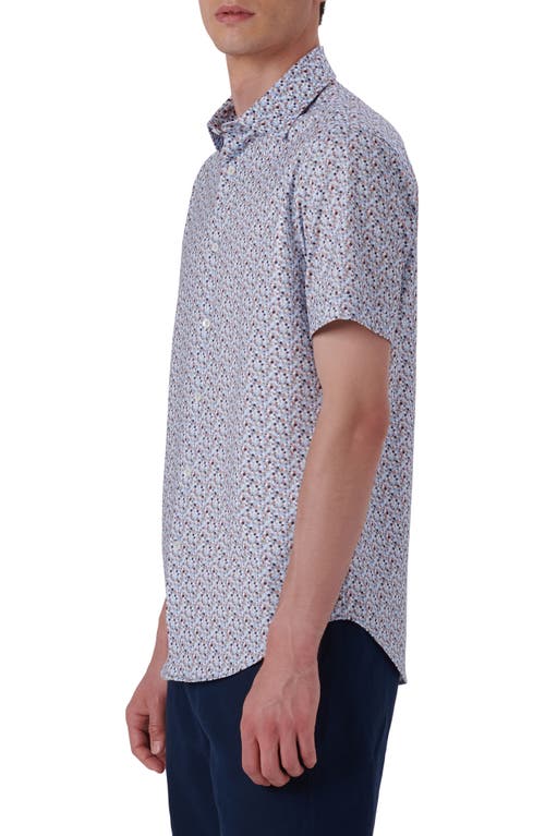 Shop Bugatchi Miles Ooohcotton® Confetti Print Short Sleeve Button-up Shirt In Ice Blue