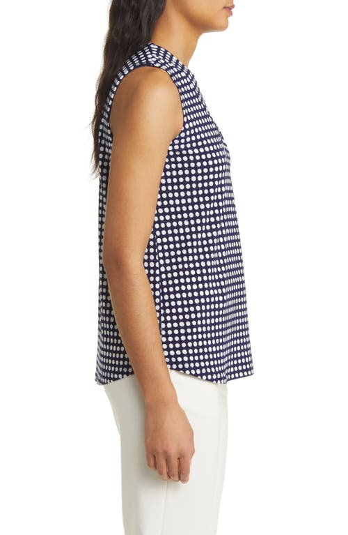Anne Klein Women's Printed Sleeveless V-neck Shell Top In Distant Mt/anne White