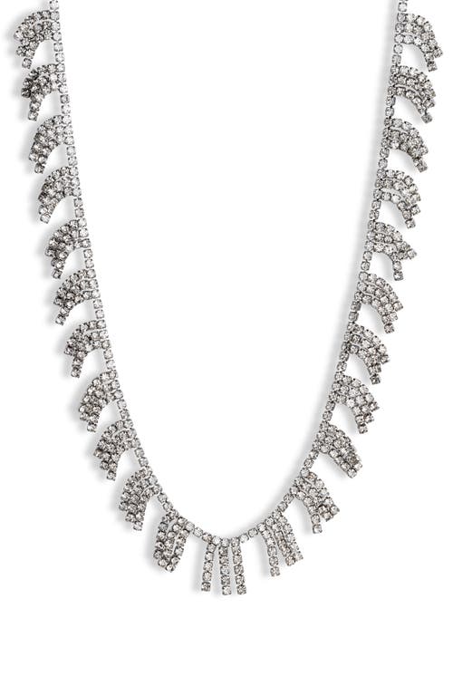 Shop Roxanne Assoulin On The Fringe Crystal Collar Necklace In Rhodium/clear