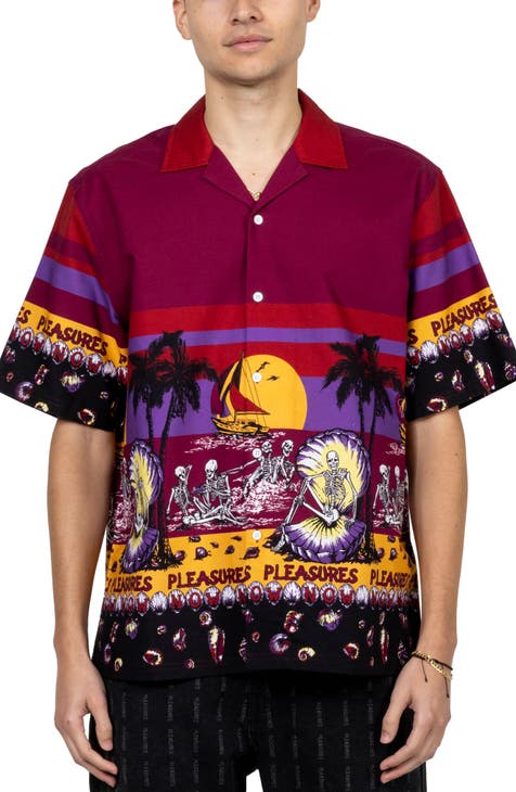 Official Pleasures Clothing Store Shop Fireball Button Down