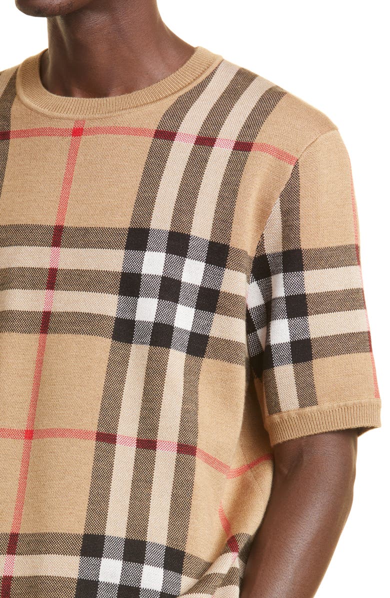 Burberry Wells Check Jacquard Silk & Wool Sweater T-Shirt | Nordstrom