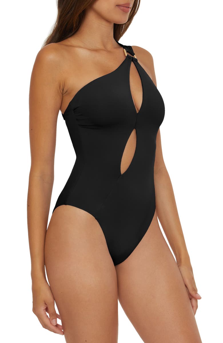 One-Shoulder Cutout Ring Detail One-Piece Swimsuit