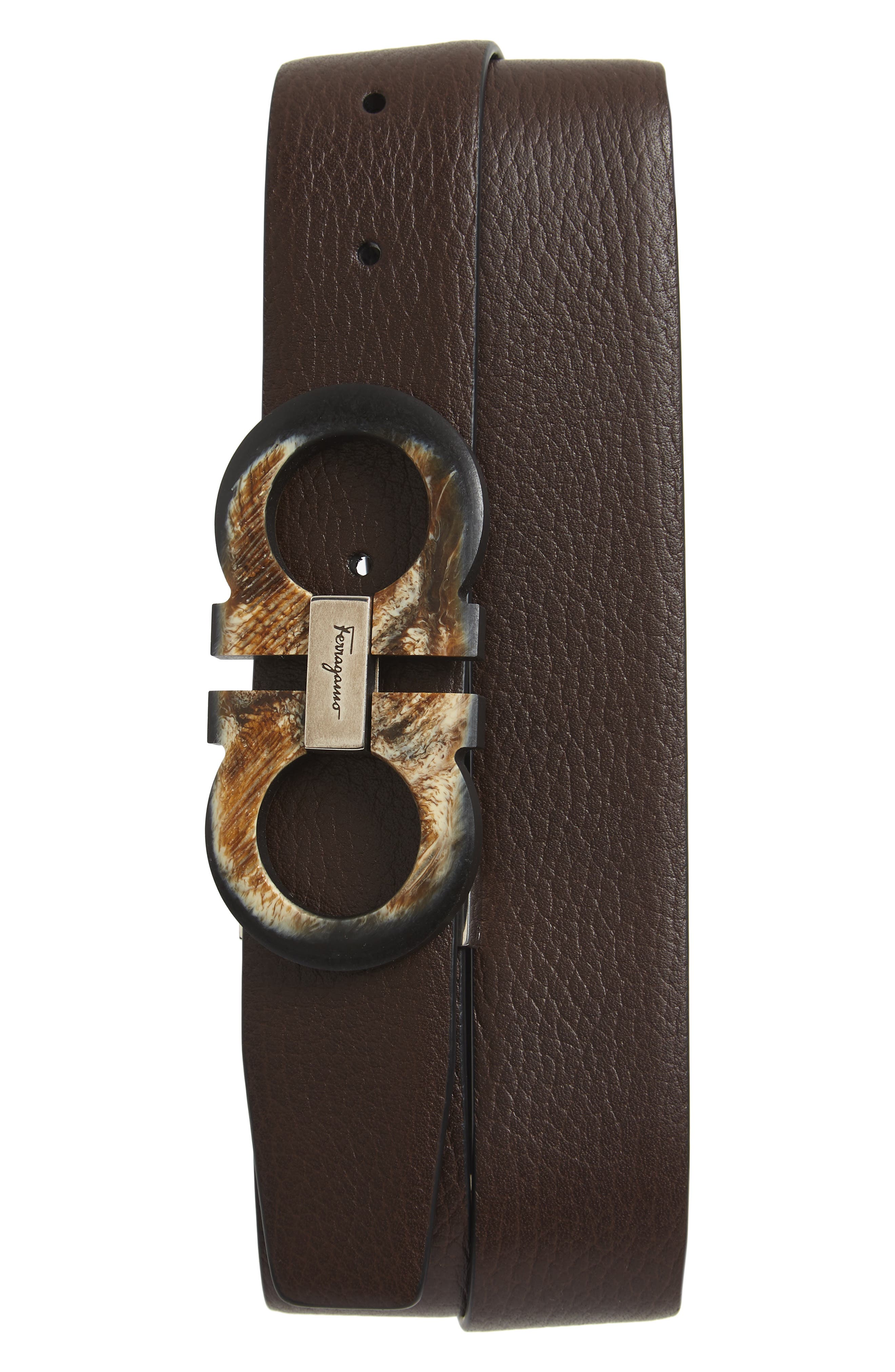 salvatore ferragamo double gancio reversible leather belt