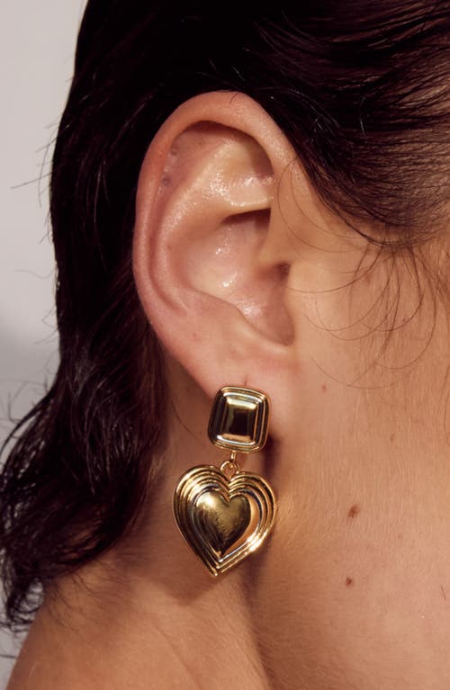 Luv Aj Two-tone Hear Drop Earrings In Gold