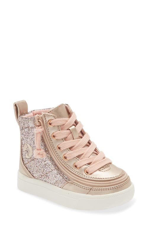 BILLY Footwear Kids' Classic Lace High Glitter Top Sneaker Rose Gold Unicorn at Nordstrom