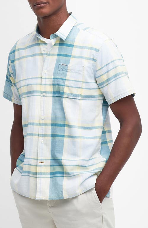 Barbour Swinton Regular Fit Plaid Short Sleeve Cotton Button-Up Shirt Sky at Nordstrom,