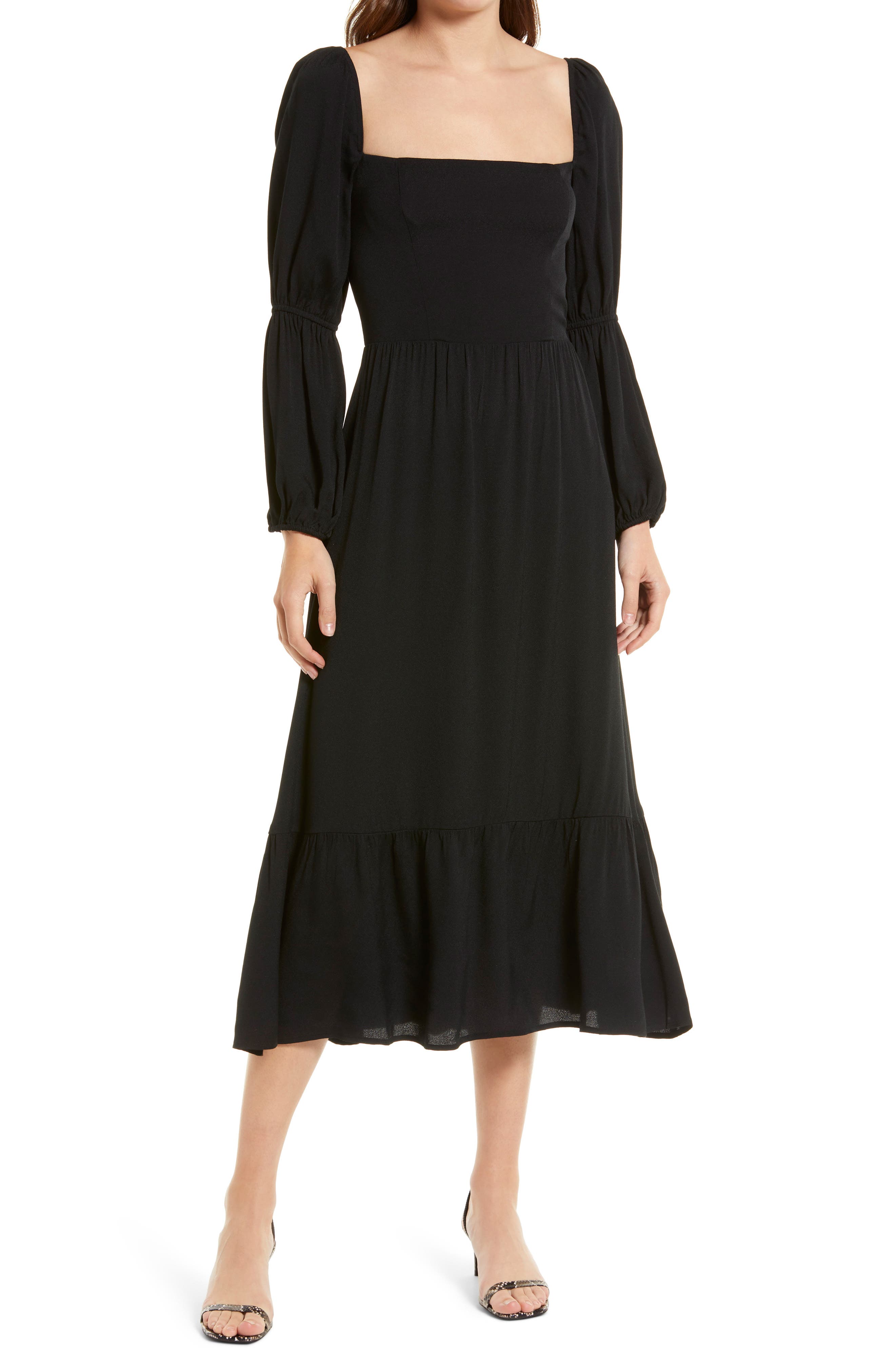 basic long sleeve midi dress