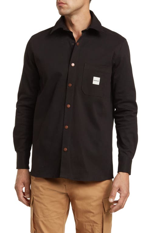 Twill Button-Up Shirt in Black