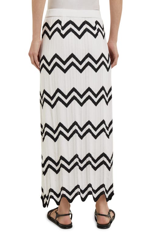 Shop Misook Chevron Hem Knit Skirt In N Ivory/black