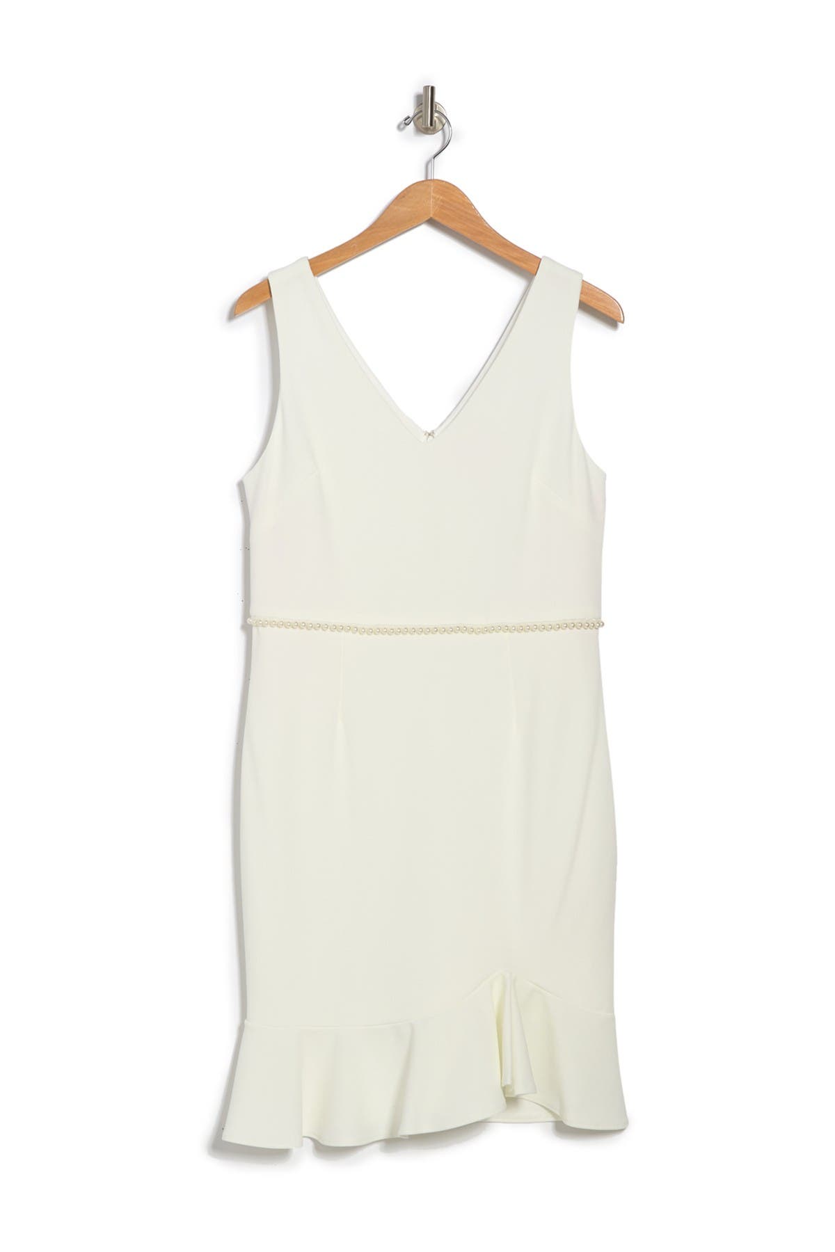 betsey johnson faux pearl trim ruffle dress