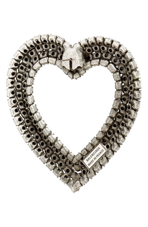 Shop Balenciaga Pavé Crystal Heart Drop Earrings In Ant Silver/crystal