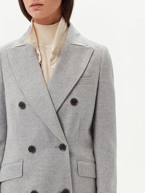 Gobi Mongolian Cashmere Cashmere Peak Lapel Long Coat In Vapor Blue