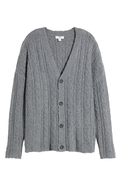 Shop Bp. Oversize Cable Stitch Cardigan In Grey Dark Heather