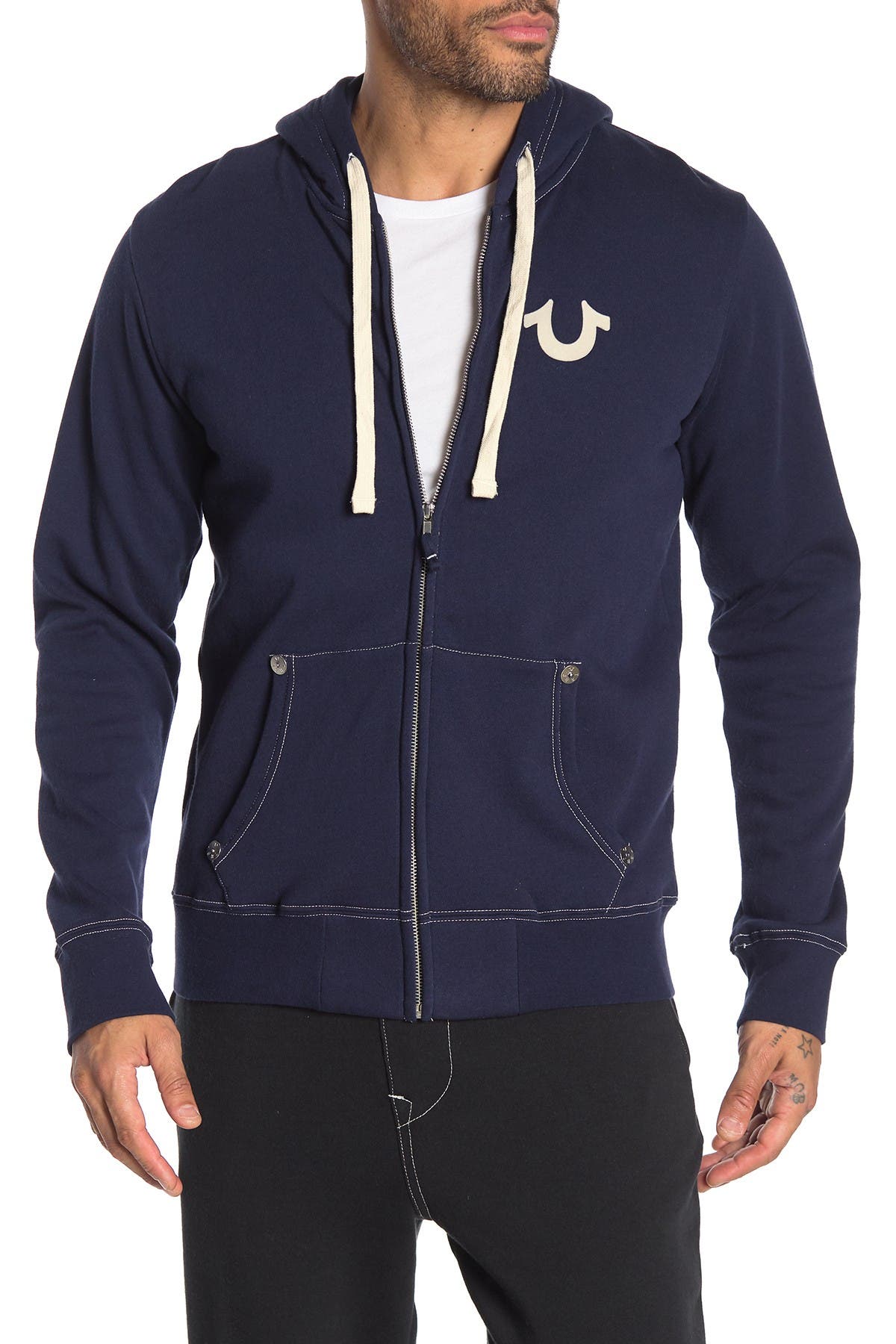 navy true religion hoodie