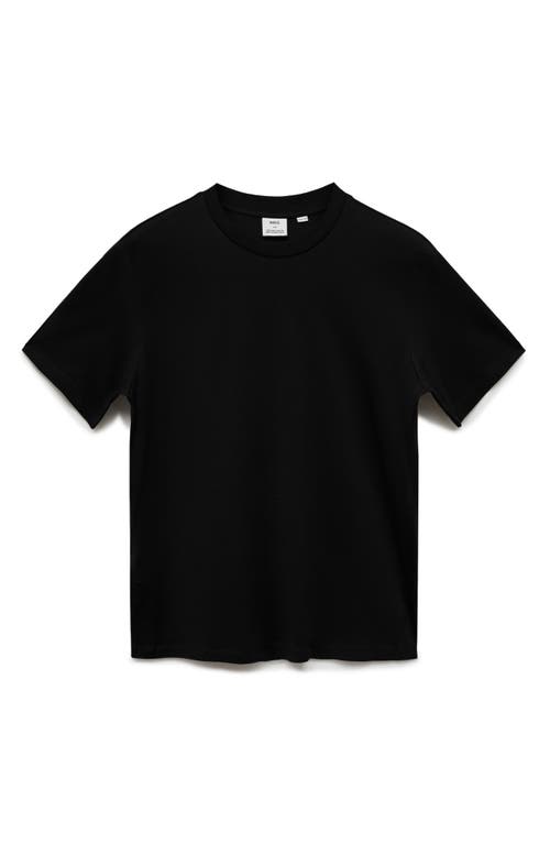 Shop Mango Slim Fit Cotton T-shirt In Black