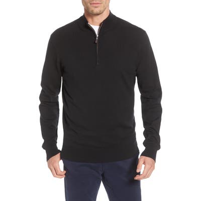 Peter Millar Crown Quarter Zip Pullover Sweater, Black