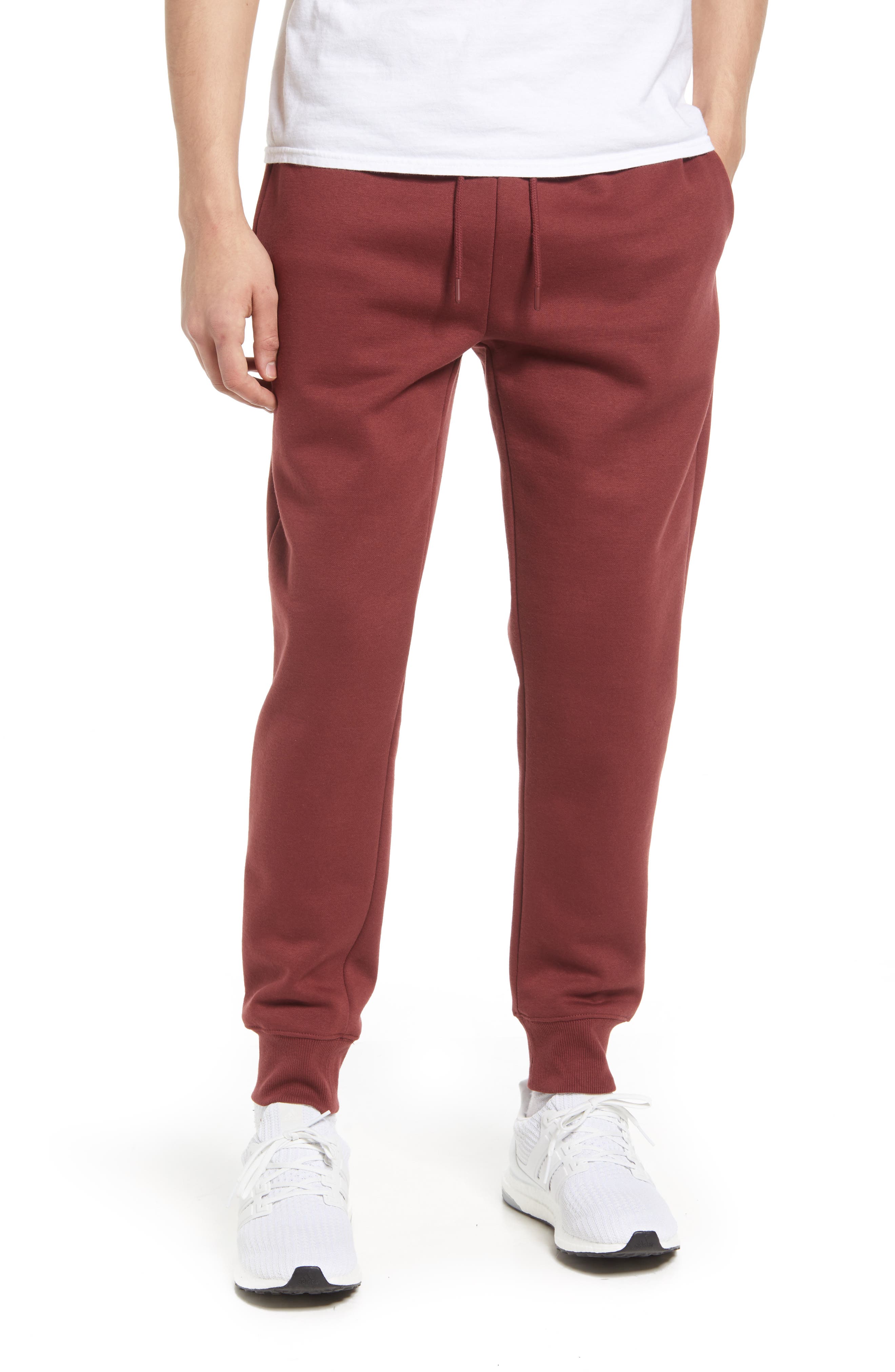 Topman Men's Skinny Cotton Blend Joggers in Red