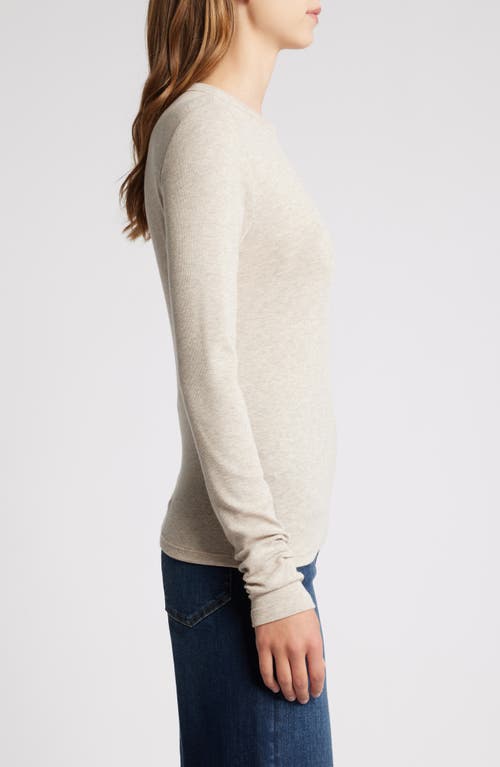 Shop Frame Long Sleeve Shoulder Button T-shirt In Oatmeal Heather