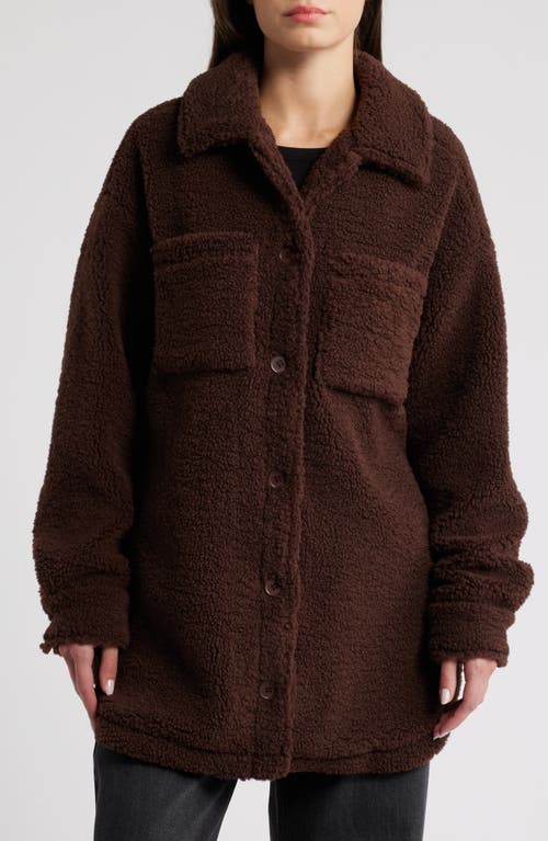 Shop Thread & Supply Plaid Fleece Shirt Jacket In Chicory Coffee