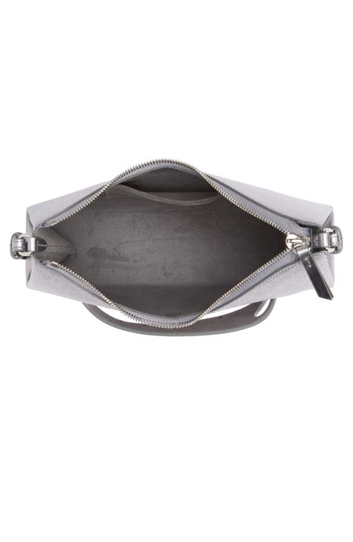 Shop Maison Margiela Small Snatched Leather Shoulder Bag In Metallic Grey