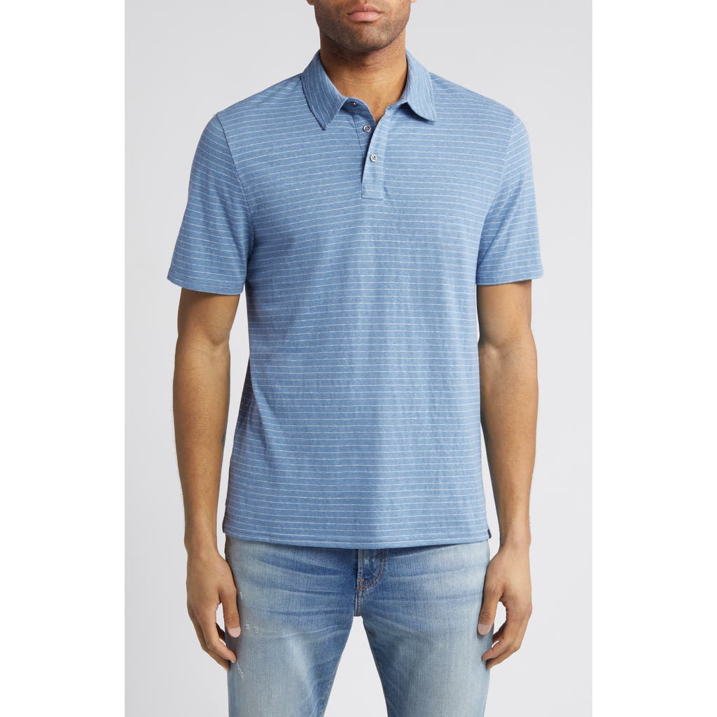 Threads 4 Thought Stripe Jersey Polo In Larkspur/ecru