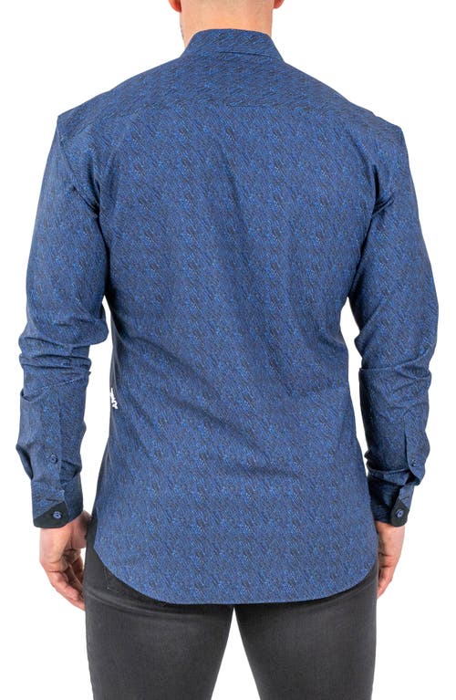 Maceoo Einstein Stretch Deep Night Button-up Shirt In Blue