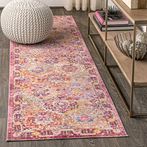 Jonathan Y Flori Bohemian Medallion Deep Fuchsia Area Rug In Deep Fuchsia
