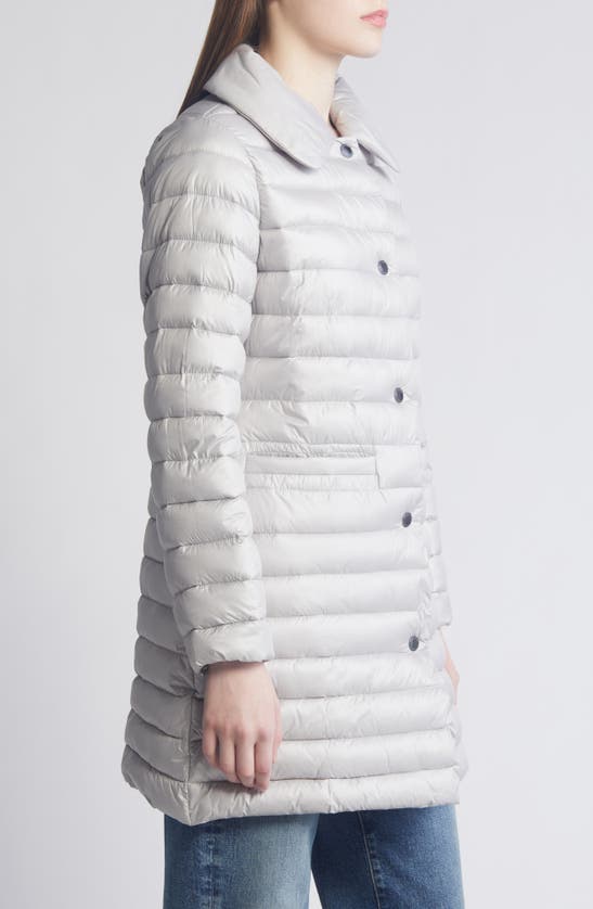 Shop Bcbgmaxazria Paneled Water Resistant Snap Front Walking Puffer Coat In Ice