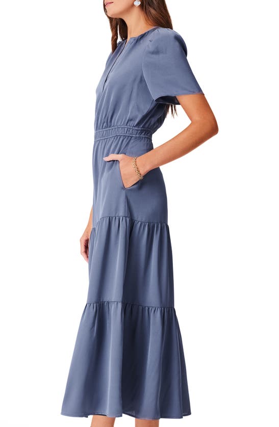 Shop Nic + Zoe Daydream Short Sleeve Tiered Maxi Dress In Slate
