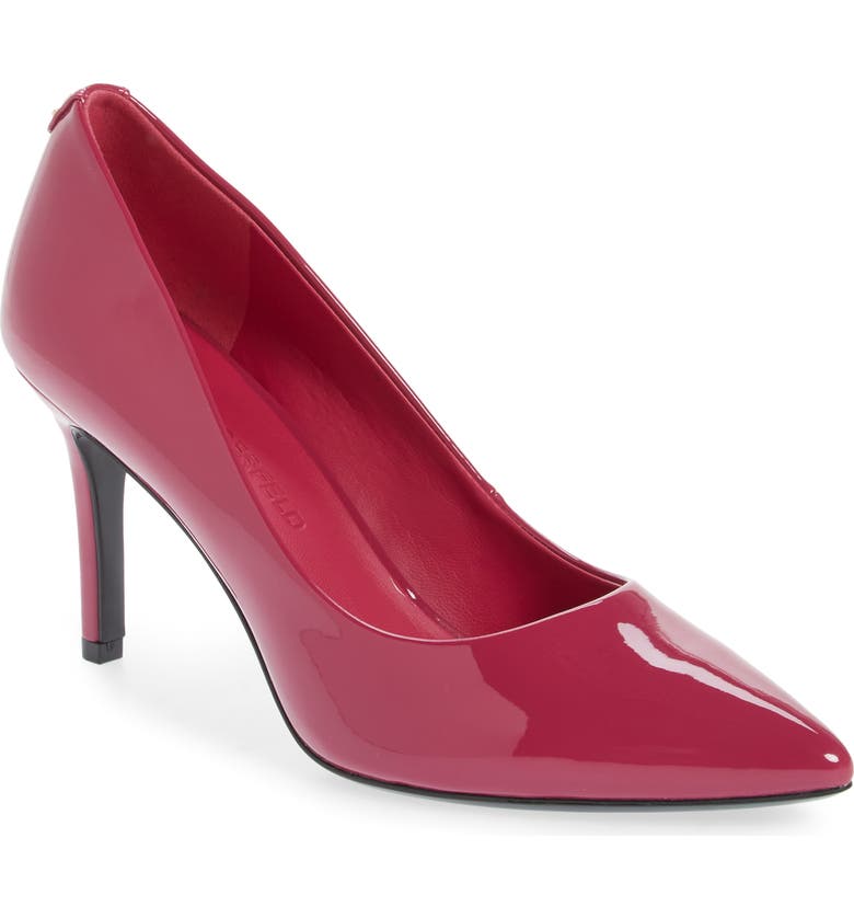 KARL LAGERFELD PARIS Royale Pump, Main, color, RED PLUM FAUX PATENT LEATHER