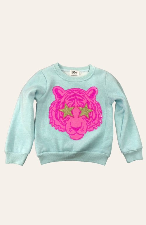 LOLA + THE BOYS LOLA + THE BOYS NEON SEQUIN TIGER SWEATSHIRT