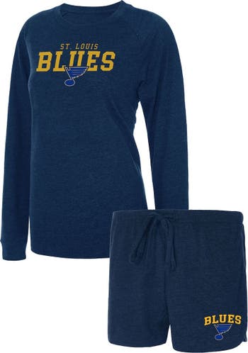 St. Louis Blues Concepts Sport Women's Meter Knit Raglan Long Sleeve T-Shirt  & Shorts Sleep Set - Heather Navy